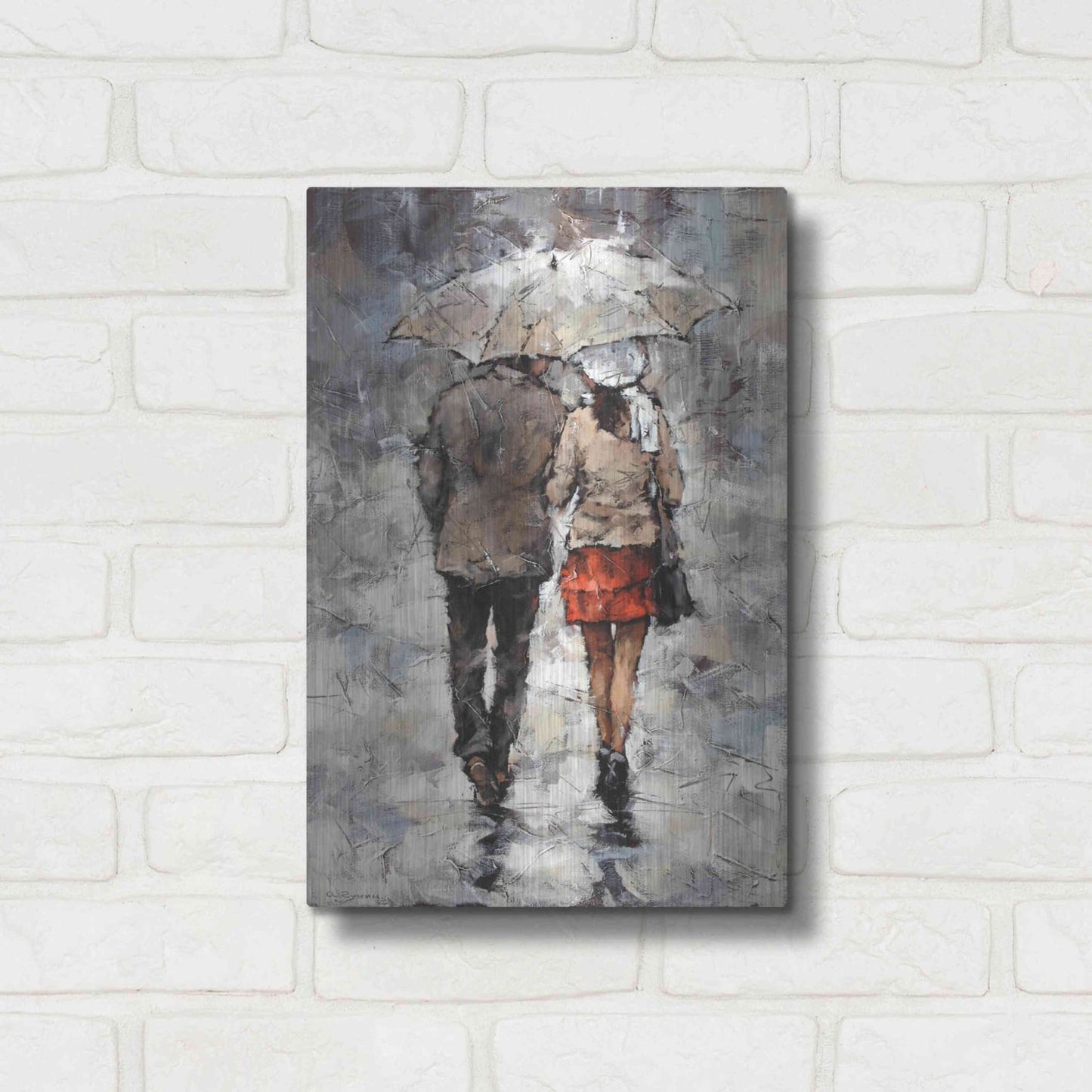 Luxe Metal Art 'Under The Umbrella' by Alexander Gunin, Metal Wall Art,12x16