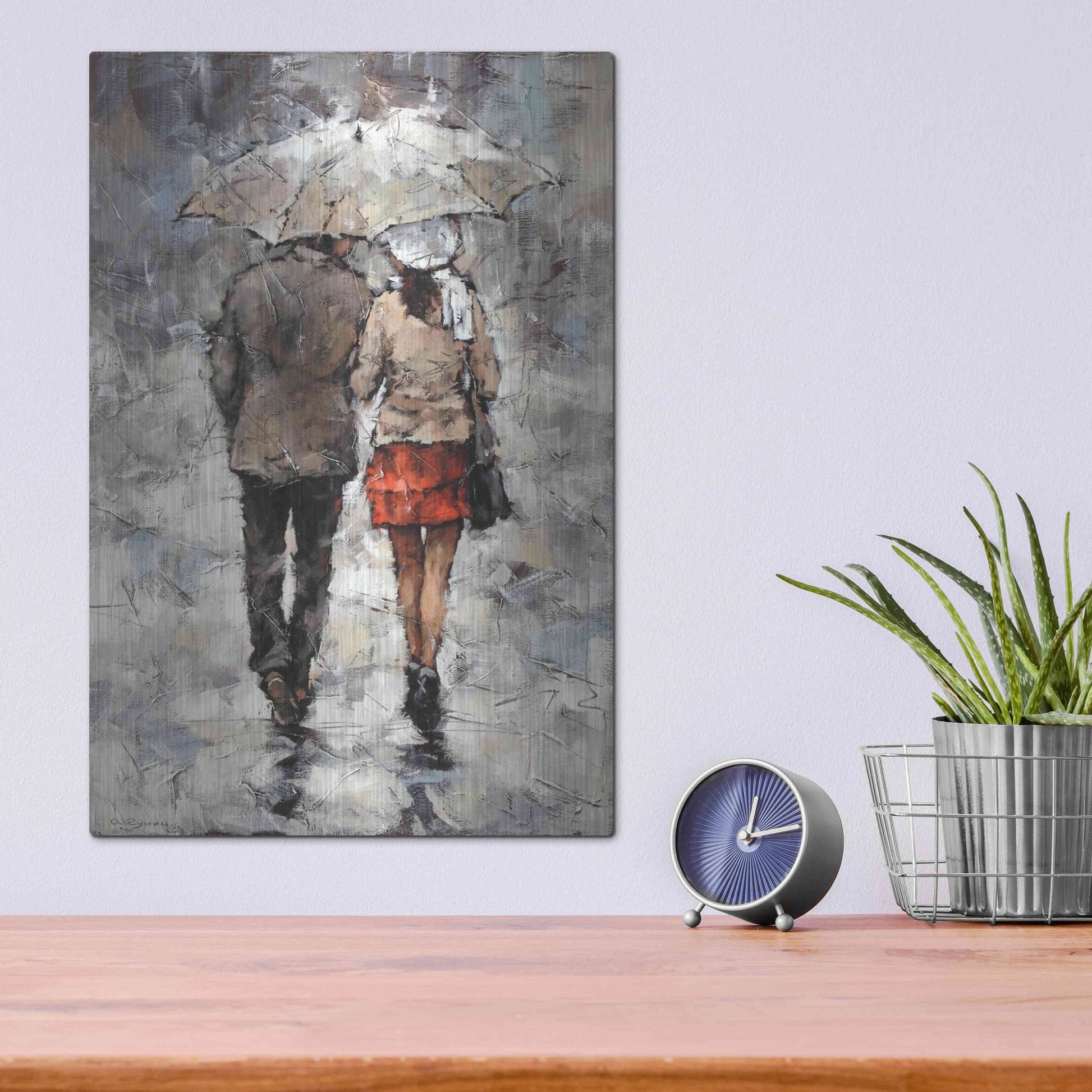 Luxe Metal Art 'Under The Umbrella' by Alexander Gunin, Metal Wall Art,12x16