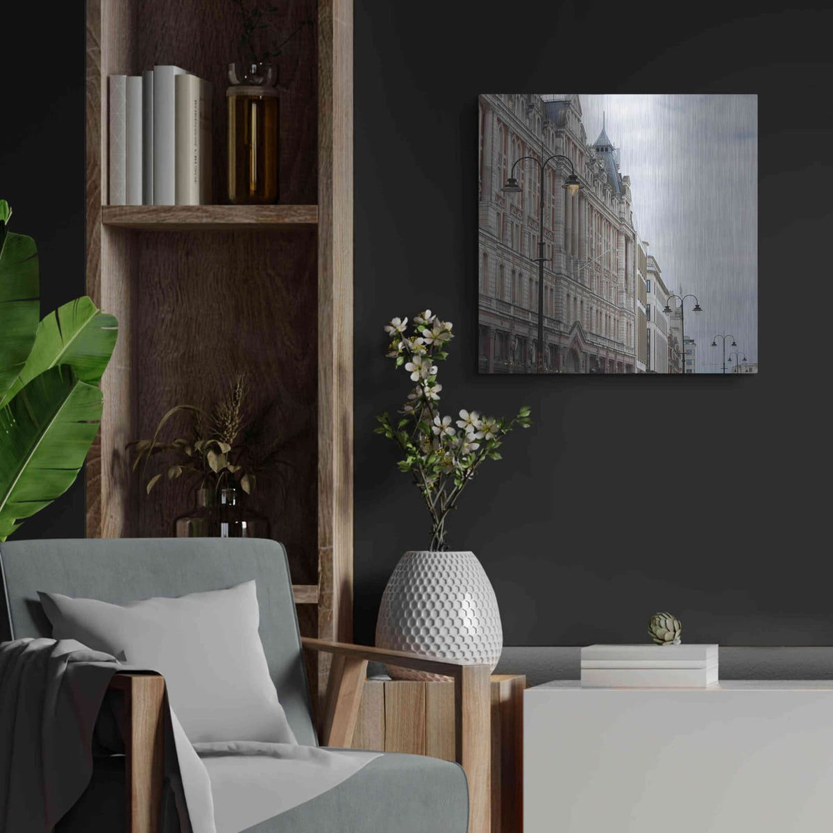 'The Strand Lights' by Keri Bevan – Metal Wall Art, 24x24 room view