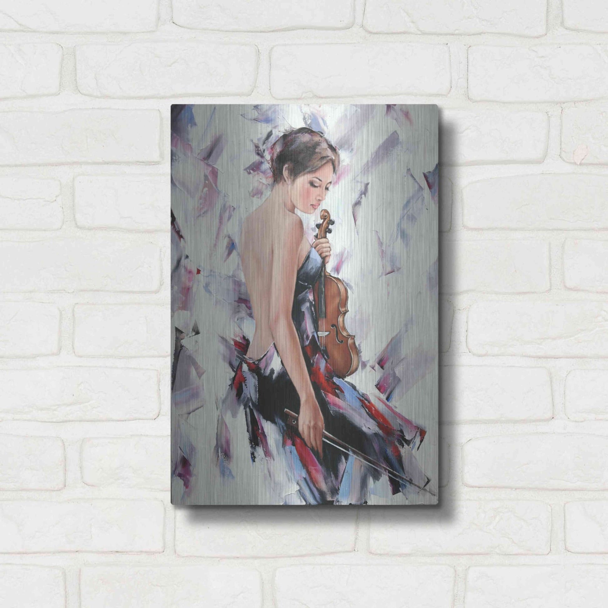 Luxe Metal Art 'Violinist' by Alexander Gunin, Metal Wall Art,12x16