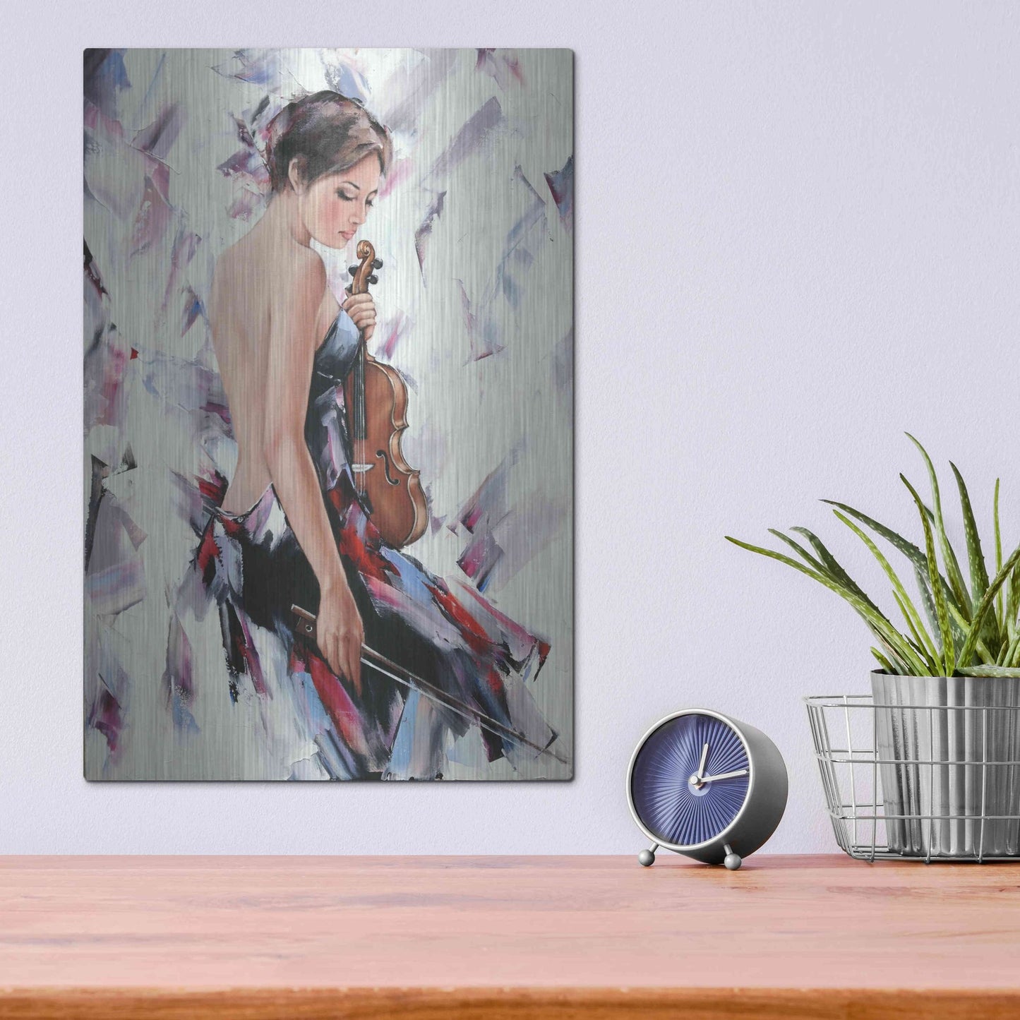 Luxe Metal Art 'Violinist' by Alexander Gunin, Metal Wall Art,12x16