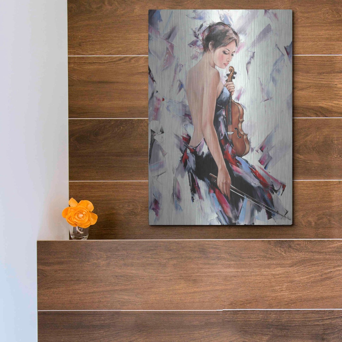 Luxe Metal Art 'Violinist' by Alexander Gunin, Metal Wall Art,12x16