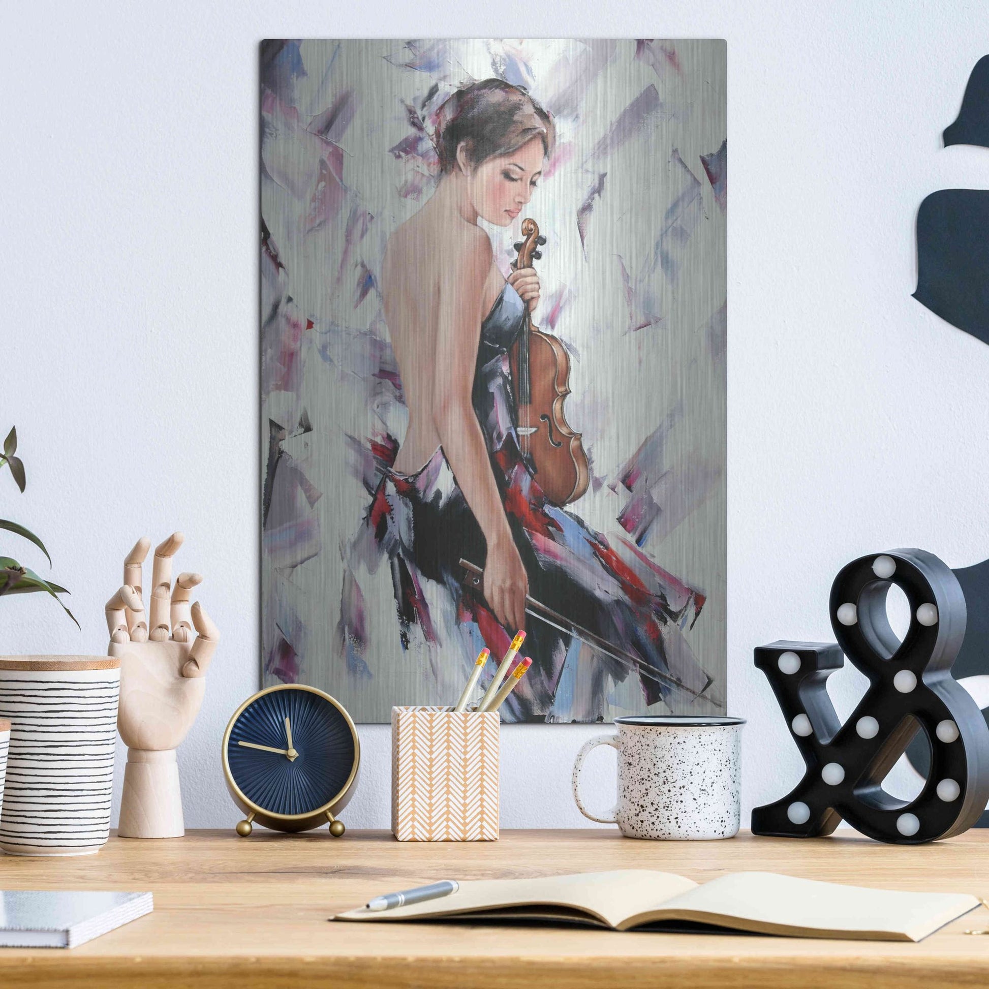 Luxe Metal Art 'Violinist' by Alexander Gunin, Metal Wall Art,12x16