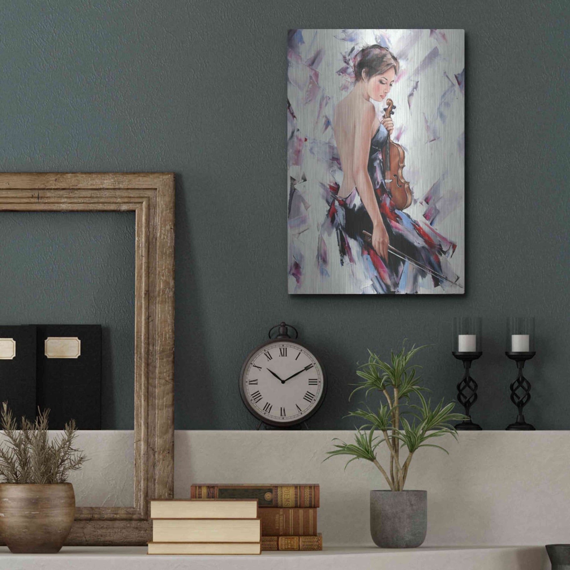 Luxe Metal Art 'Violinist' by Alexander Gunin, Metal Wall Art,12x16