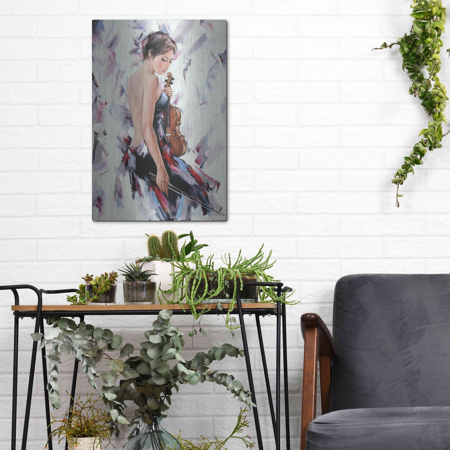 Luxe Metal Art 'Violinist' by Alexander Gunin, Metal Wall Art,12x16