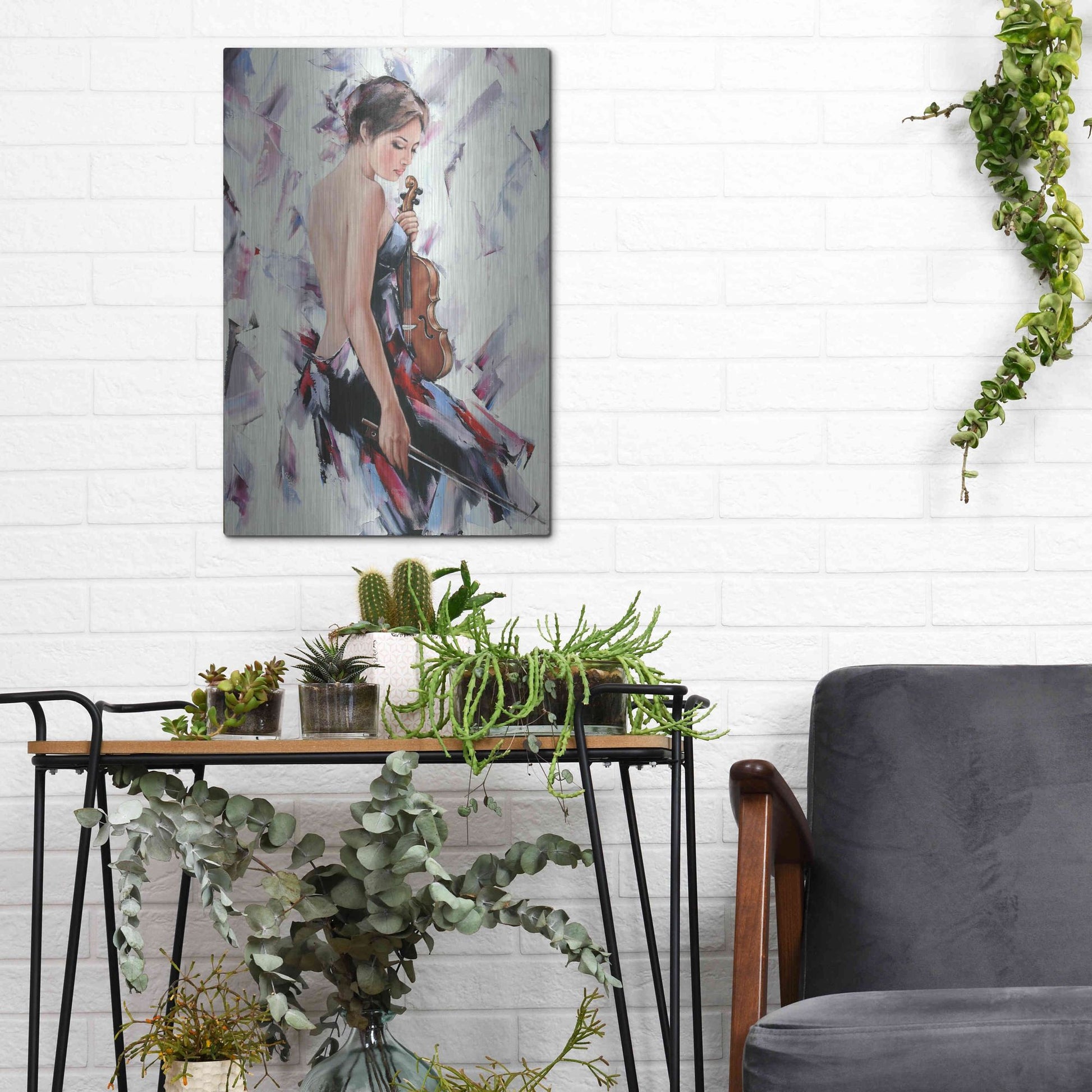 Luxe Metal Art 'Violinist' by Alexander Gunin, Metal Wall Art,12x16