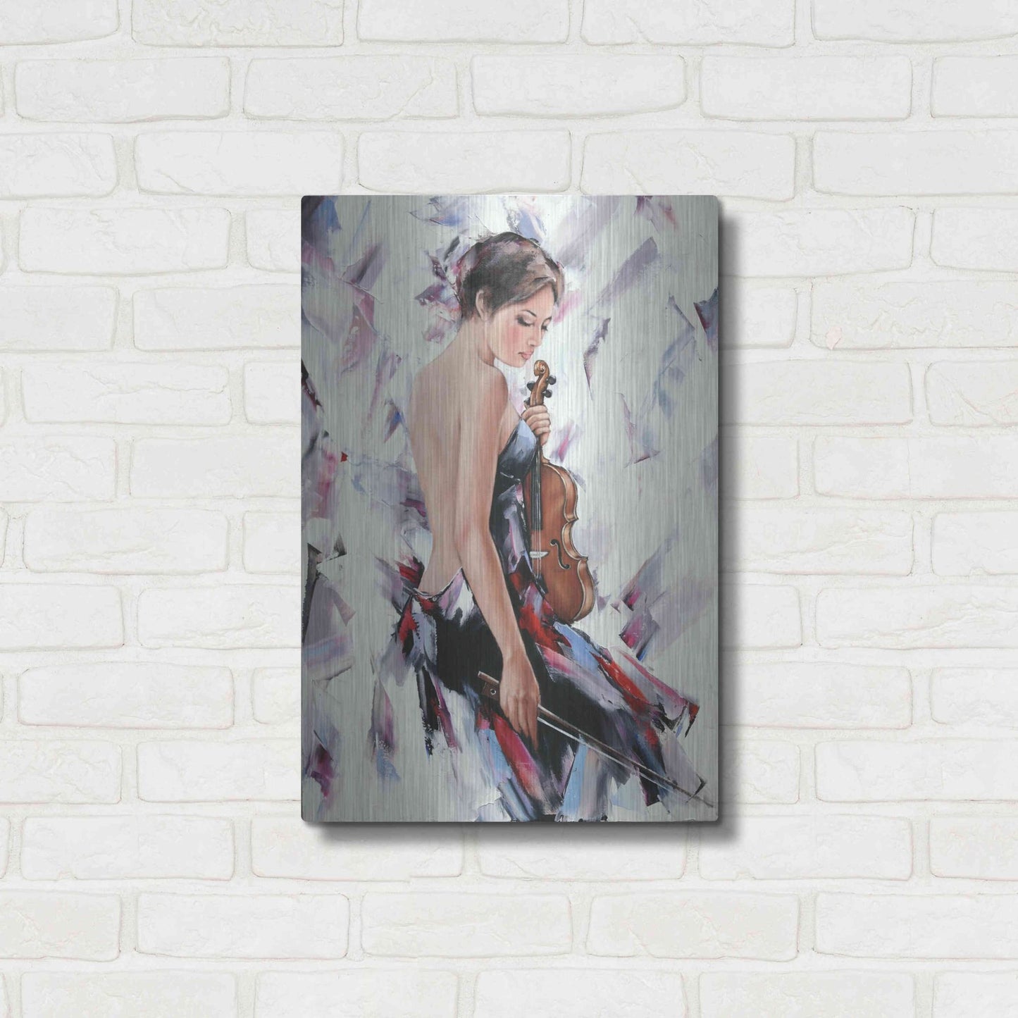 Luxe Metal Art 'Violinist' by Alexander Gunin, Metal Wall Art,16x24