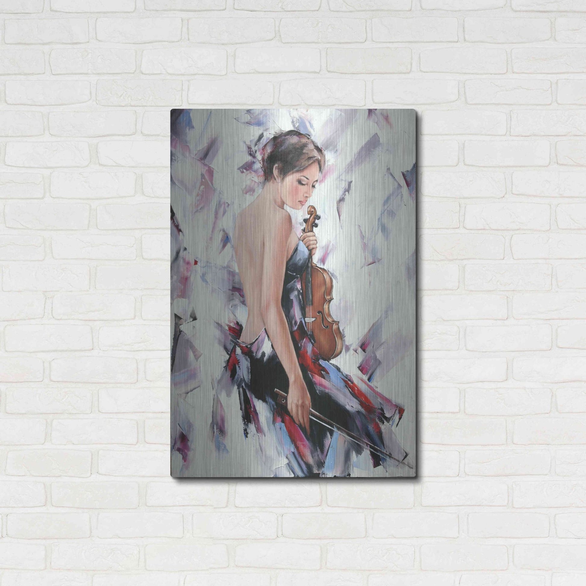 Luxe Metal Art 'Violinist' by Alexander Gunin, Metal Wall Art,24x36