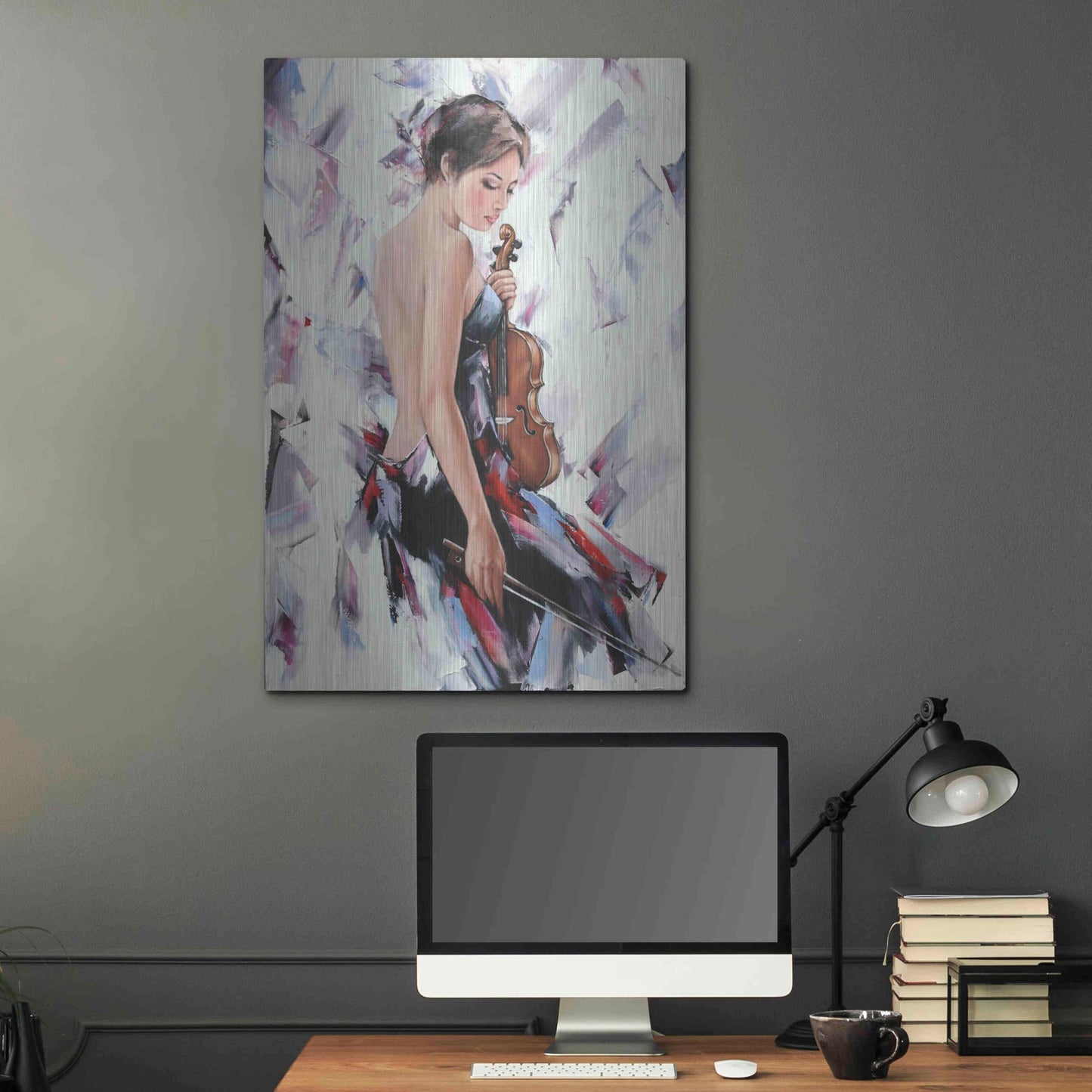 Luxe Metal Art 'Violinist' by Alexander Gunin, Metal Wall Art,24x36