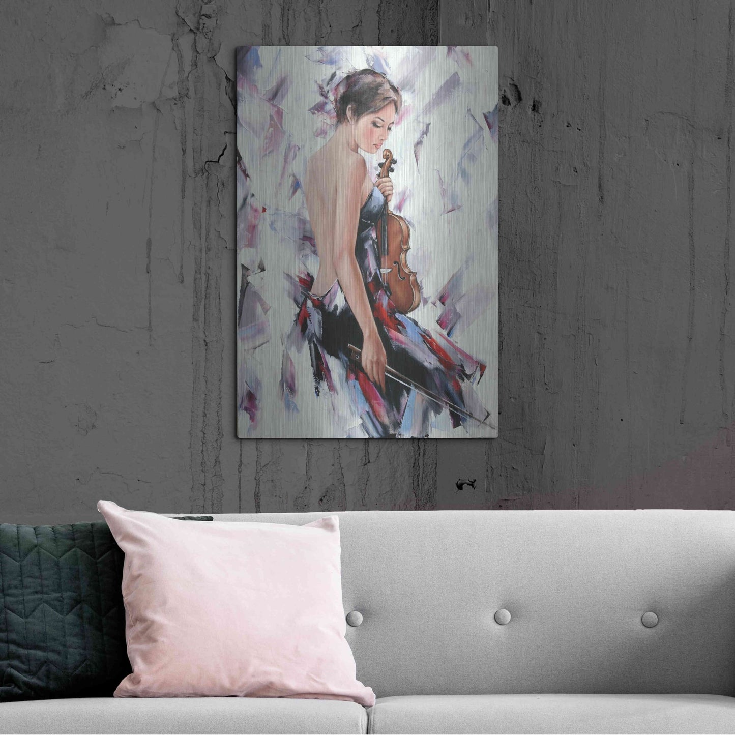 Luxe Metal Art 'Violinist' by Alexander Gunin, Metal Wall Art,24x36