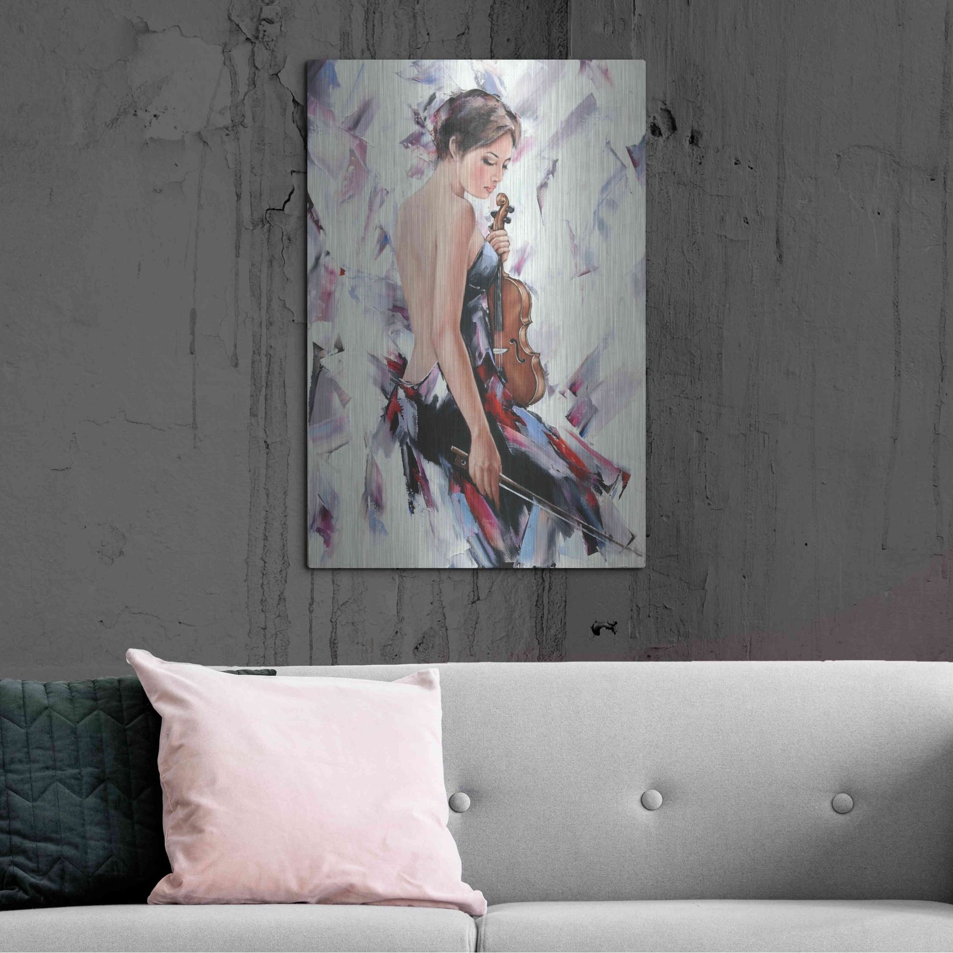 Luxe Metal Art 'Violinist' by Alexander Gunin, Metal Wall Art,24x36