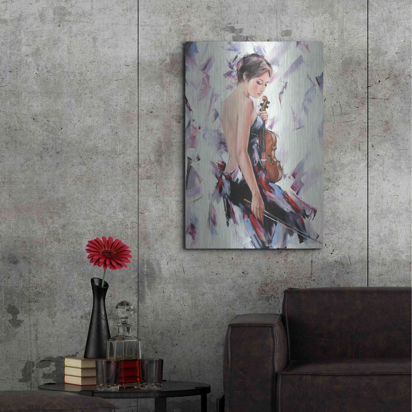 Luxe Metal Art 'Violinist' by Alexander Gunin, Metal Wall Art,24x36