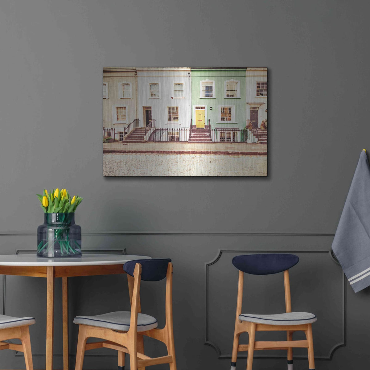 'Chelsea Houses All Lined Up' by Keri Bevan – Metal Wall Art, 36x24 room view