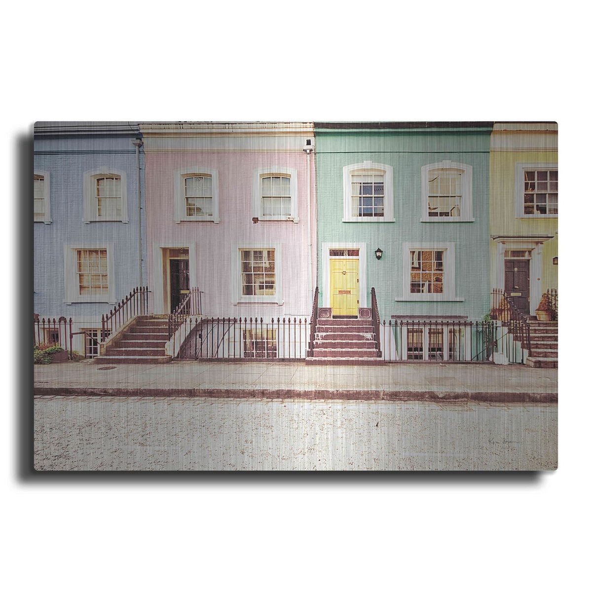 'Chelsea Houses All Lined Up Spring' by Keri Bevan – Metal Wall Art