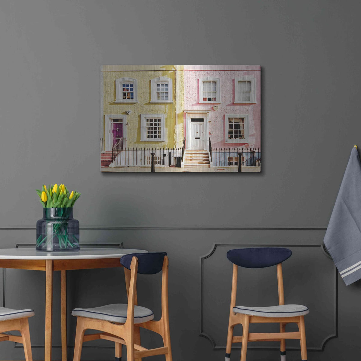'London Houses Spring' by Keri Bevan – Metal Wall Art, 36x24 room view