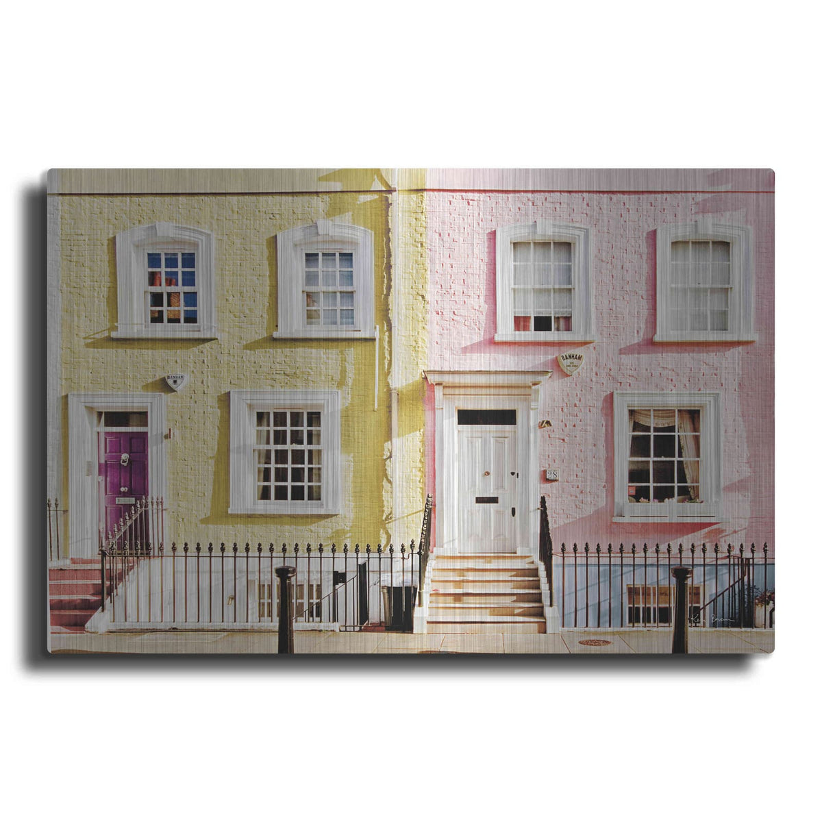'London Houses Spring' by Keri Bevan – Metal Wall Art