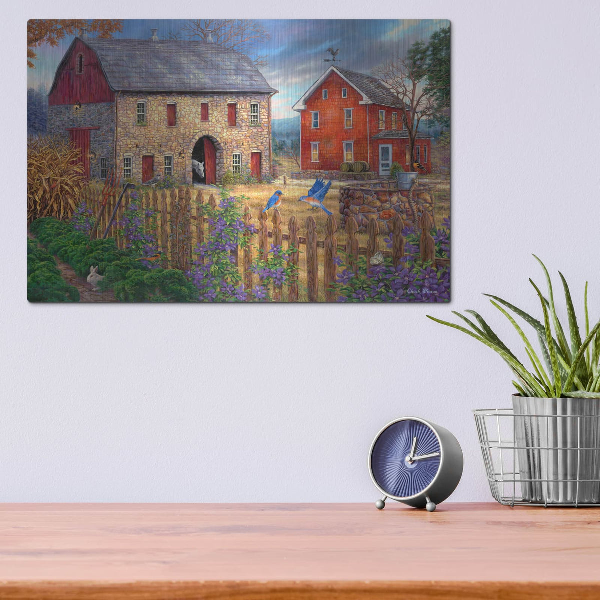 'The Bluebirds' Song' by Chuck Pinson – Metal Wall Art, 16x12 room view