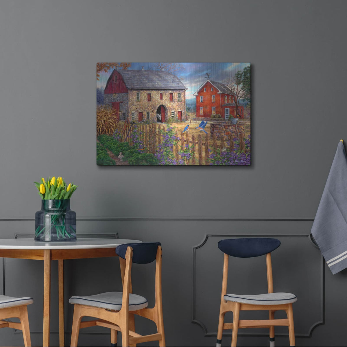 'The Bluebirds' Song' by Chuck Pinson – Metal Wall Art, 36x24 room view