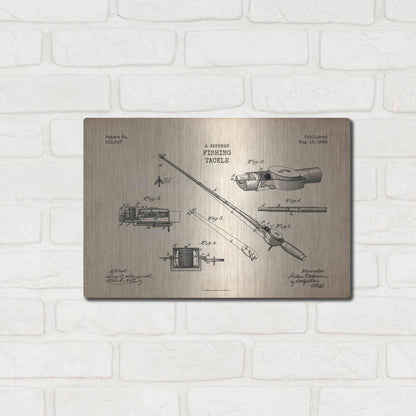 Luxe Metal Art 'Fishing Tackle Blueprint Patent Parchment' Metal Wall Art,16x12