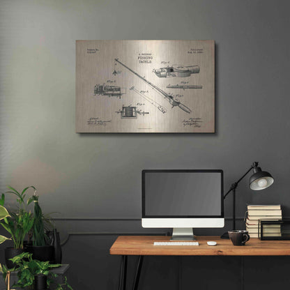 Luxe Metal Art 'Fishing Tackle Blueprint Patent Parchment' Metal Wall Art,36x24