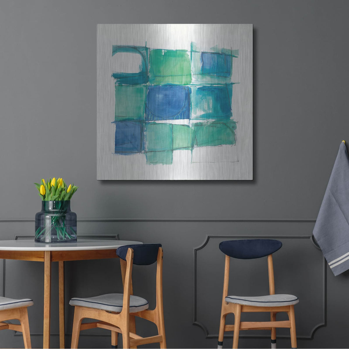 '131 West 3rd Street Square II On White' by Mike Schick – Metal Wall Art, 36x36 room view