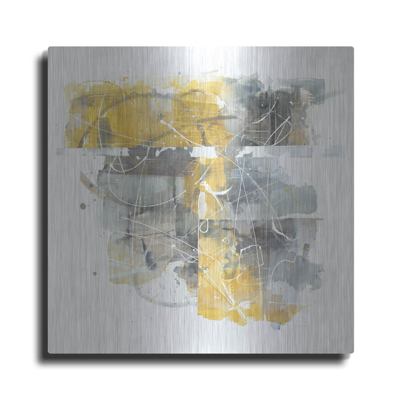 'Moving In And Out Of Traffic II Yellow Grey' by Mike Schick – Metal Wall Art