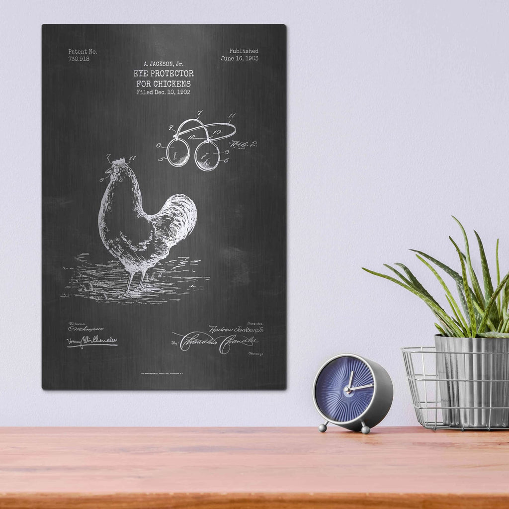 'Eye Protector for Chickens Blueprint Patent Chalkboard' – Metal Wall Art, 12x16 room view