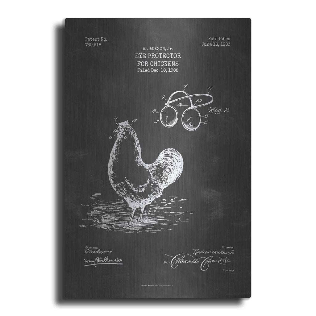 'Eye Protector for Chickens Blueprint Patent Chalkboard' – Metal Wall Art