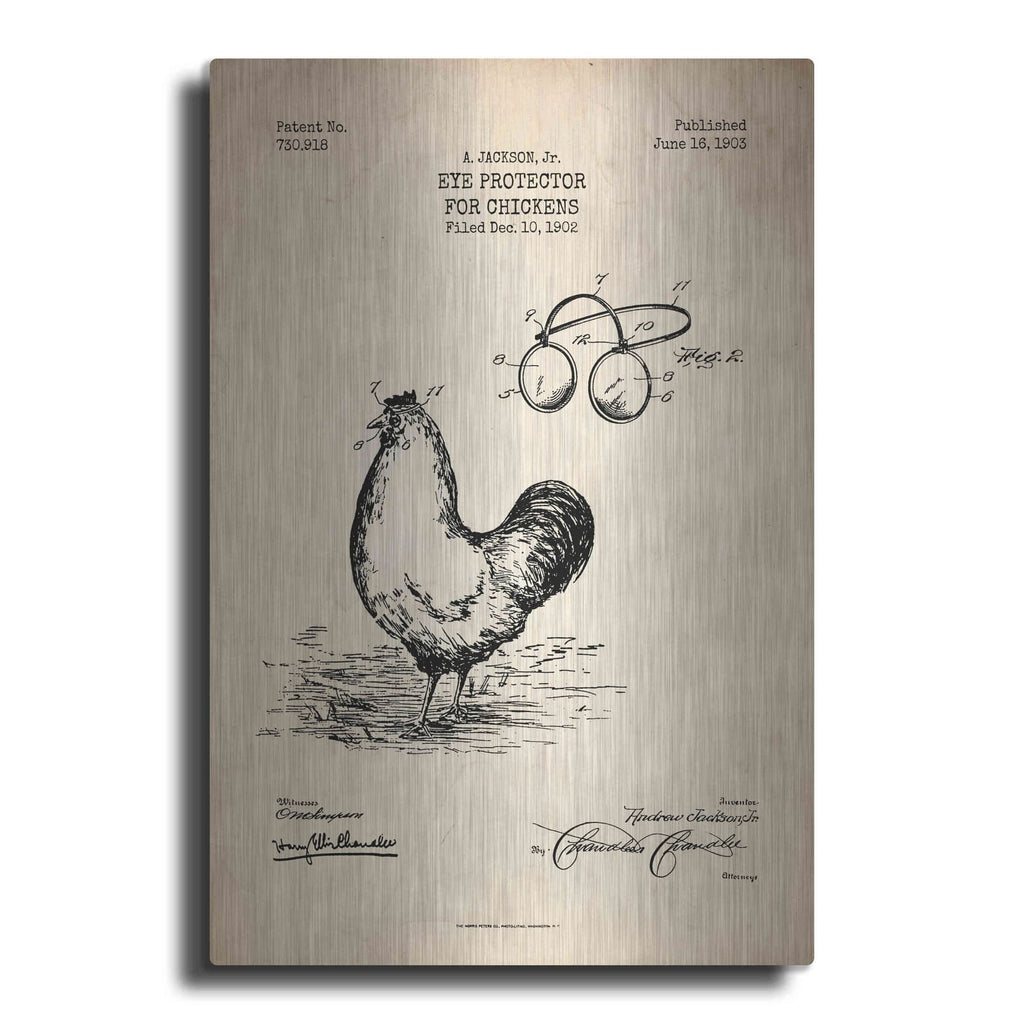 'Eye Protector for Chickens Blueprint Patent Parchment' – Metal Wall Art
