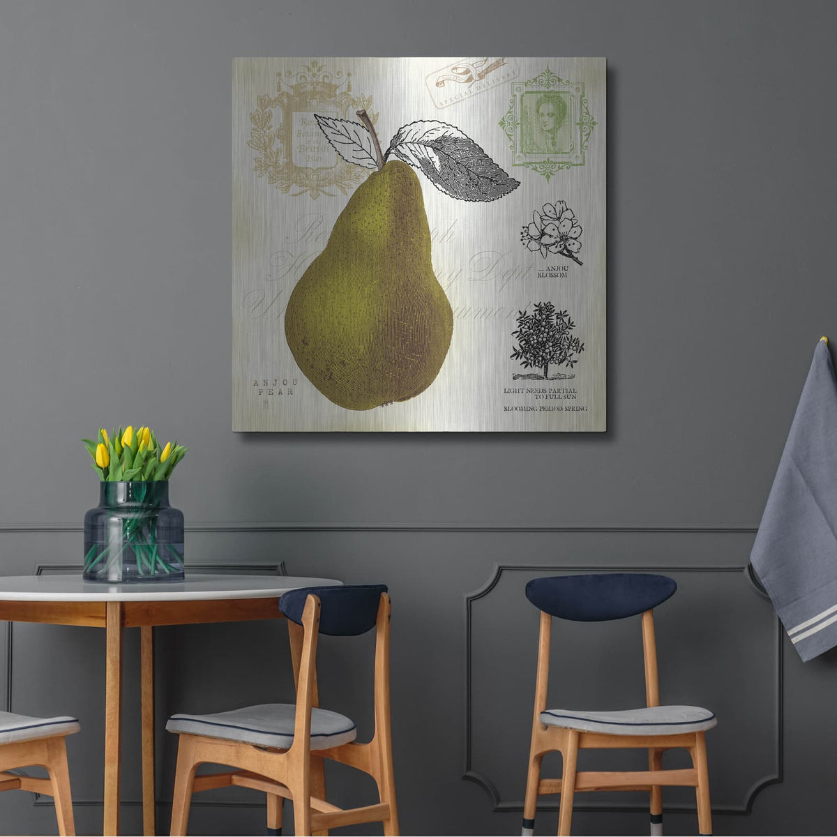 'Pear Notes' by Studio Mousseau – Metal Wall Art, 36x36 room view