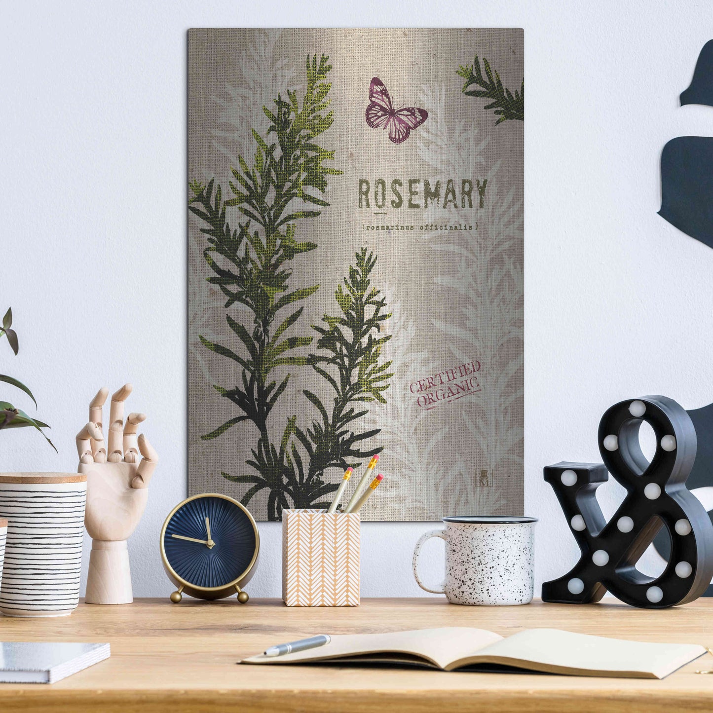 Luxe Metal Art 'Organic Rosemary' by Studio Mousseau, Metal Wall Art,12x16