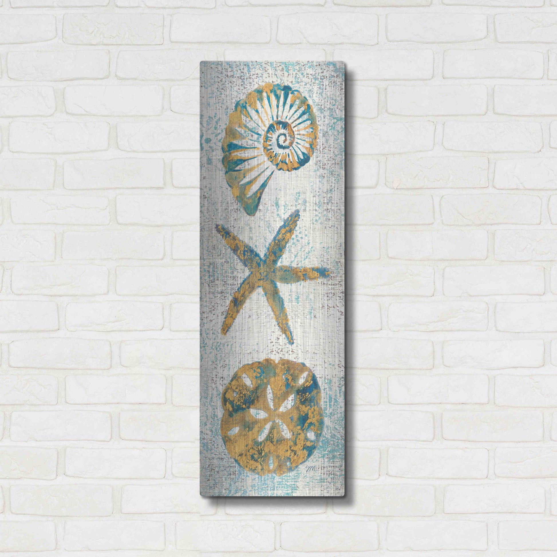 Luxe Metal Art 'Coastal Beauty Panel I' by Studio Mousseau, Metal Wall Art,12x36