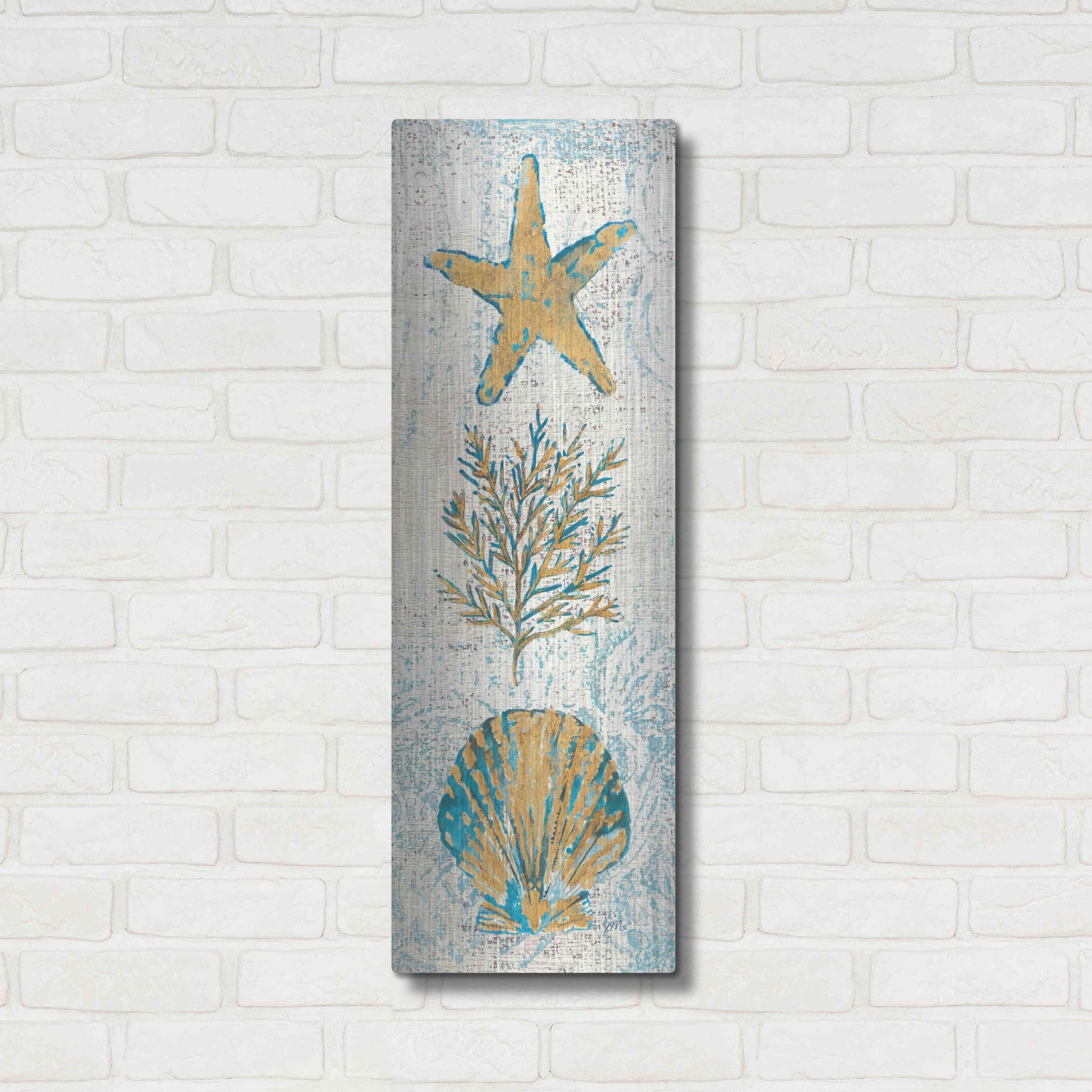 Luxe Metal Art 'Coastal Beauty Panel II' by Studio Mousseau, Metal Wall Art,12x36