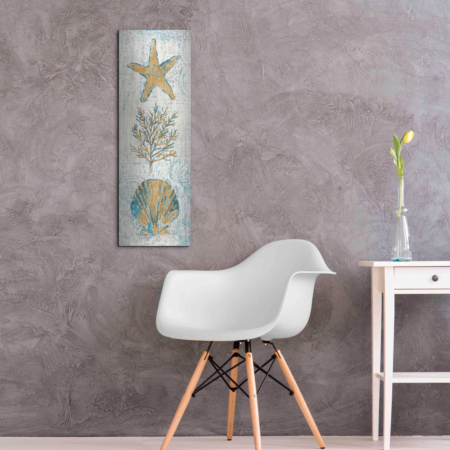 Luxe Metal Art 'Coastal Beauty Panel II' by Studio Mousseau, Metal Wall Art,12x36