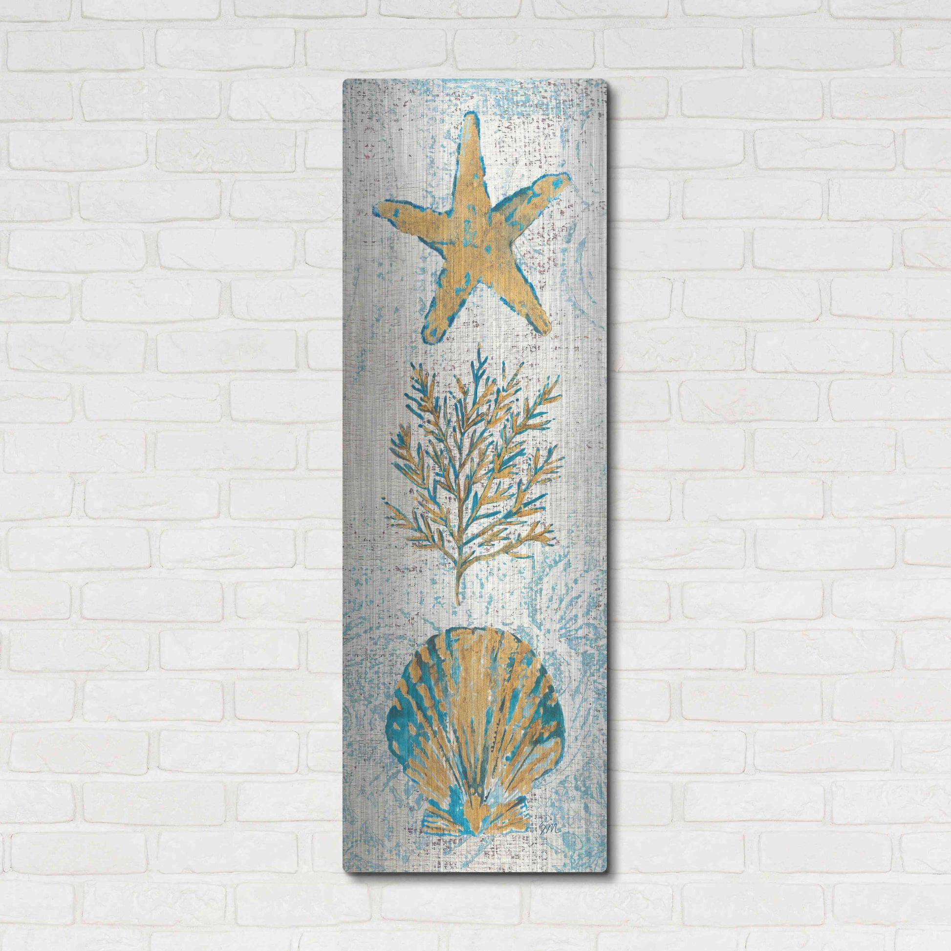 Luxe Metal Art 'Coastal Beauty Panel II' by Studio Mousseau, Metal Wall Art,16x48