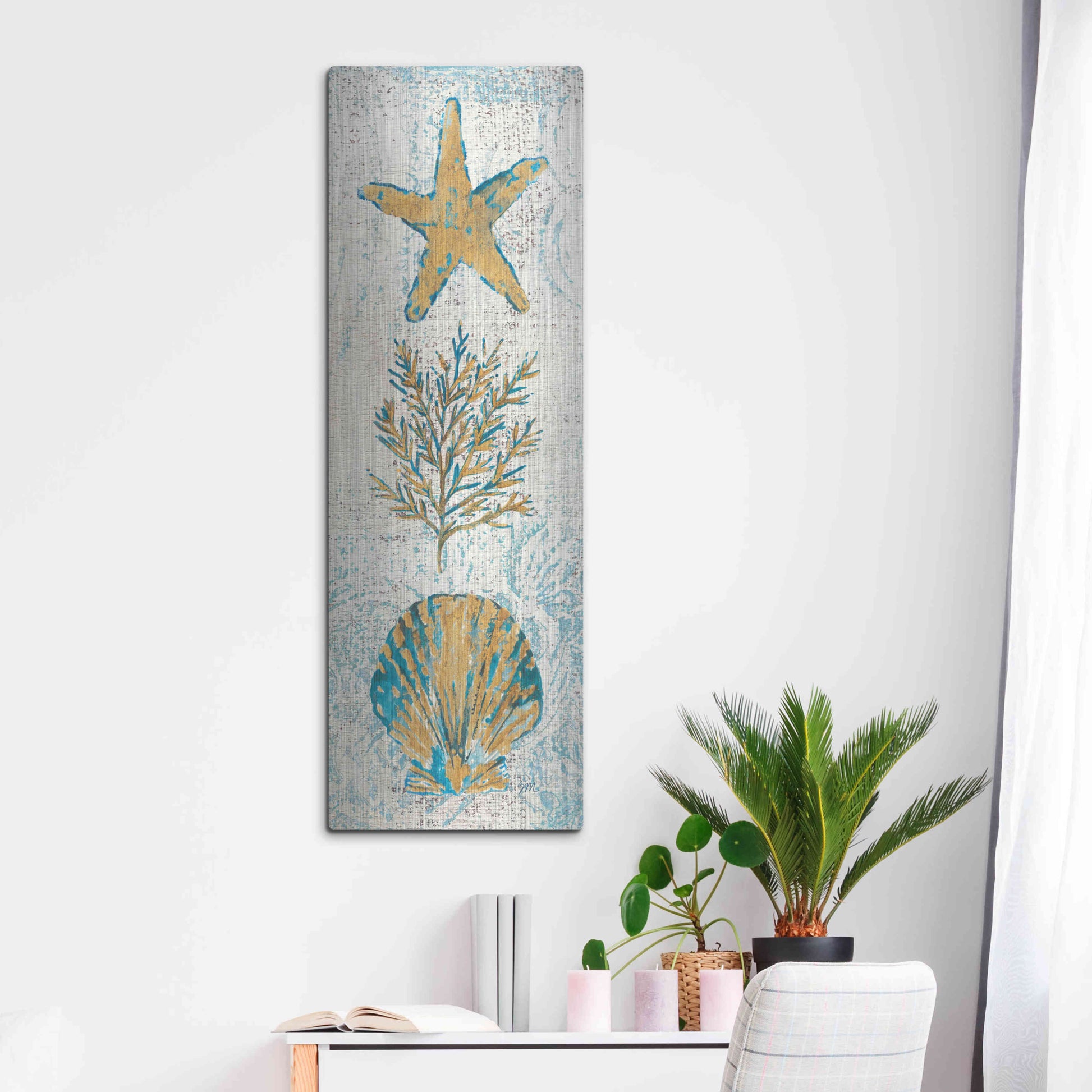 Luxe Metal Art 'Coastal Beauty Panel II' by Studio Mousseau, Metal Wall Art,16x48