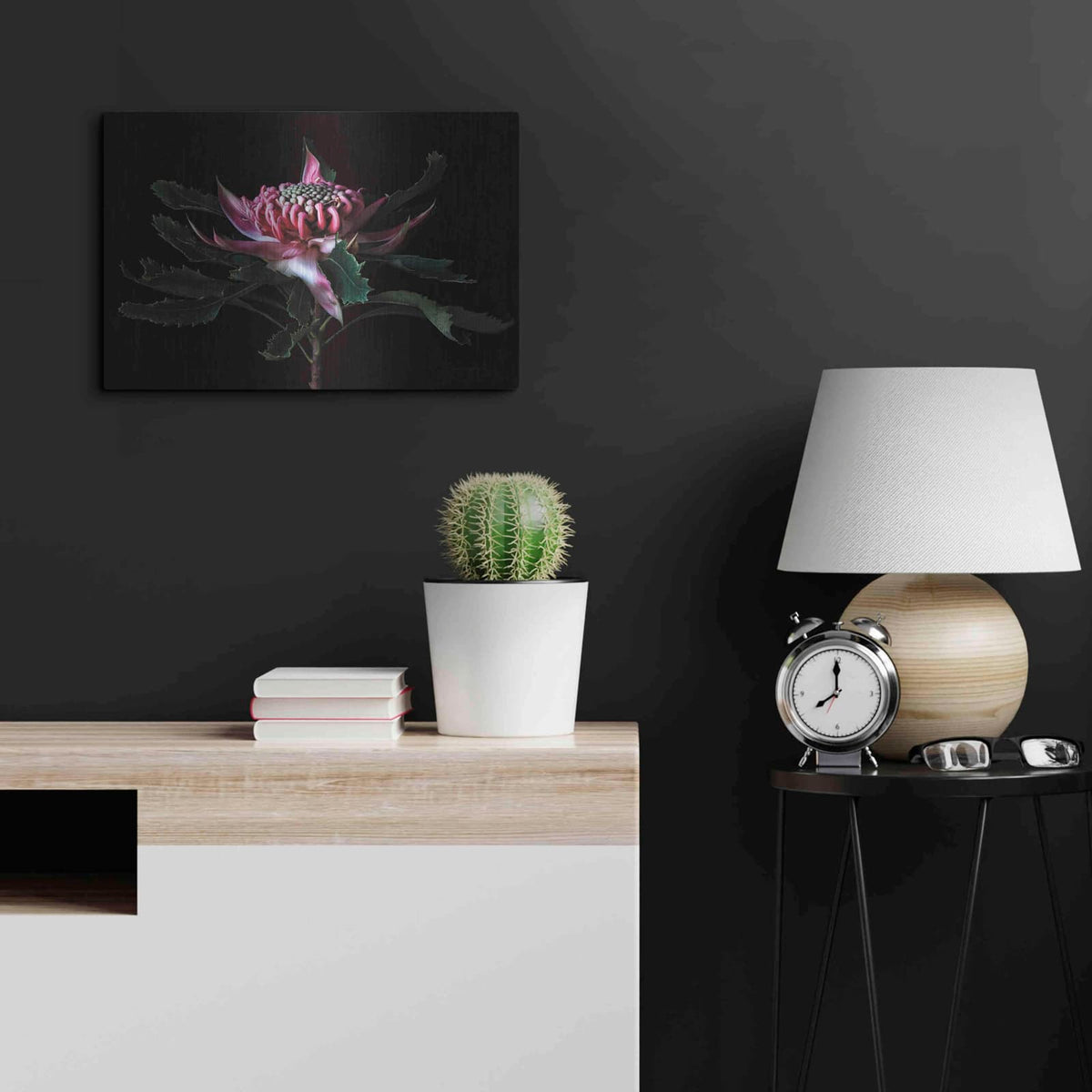 'Salmon Waratah I' by Elise Catterall – Metal Wall Art, 24x16 room view