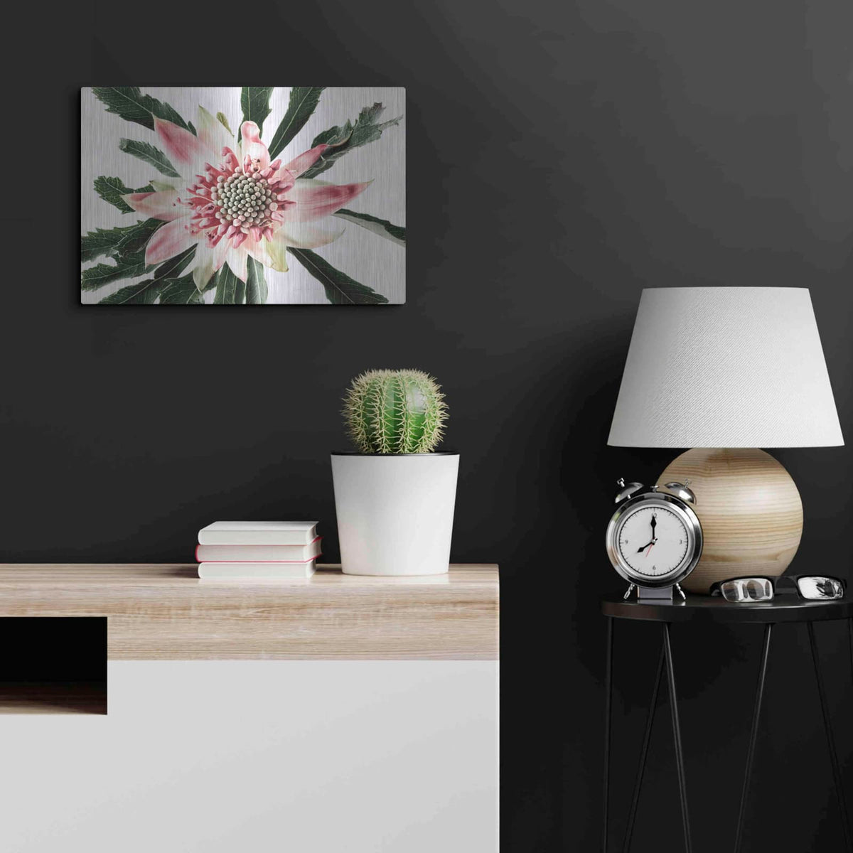 'Salmon Waratah III' by Elise Catterall – Metal Wall Art, 24x16 room view