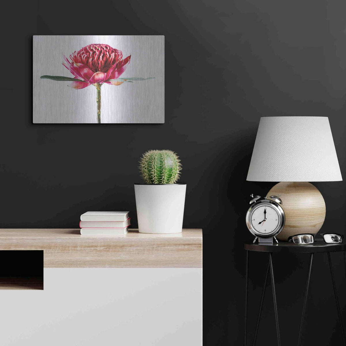 'Waratah Flower' by Elise Catterall – Metal Wall Art, 24x16 room view