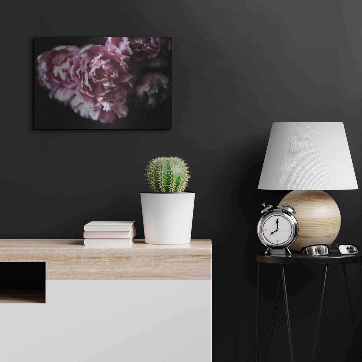 'Pink Double Tulips' by Elise Catterall – Metal Wall Art, 24x16 room view