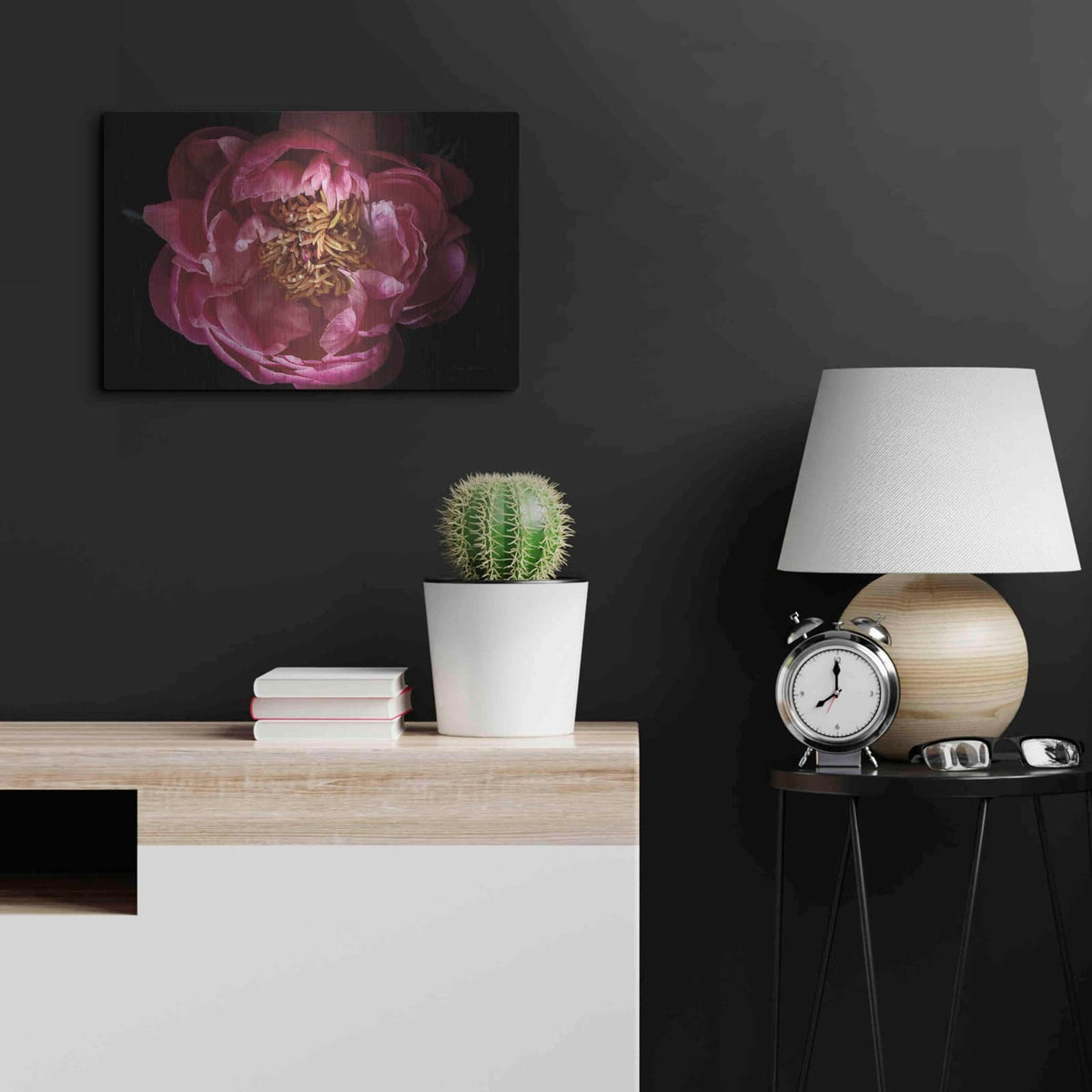 'Coral Peony' by Elise Catterall – Metal Wall Art, 24x16 room view