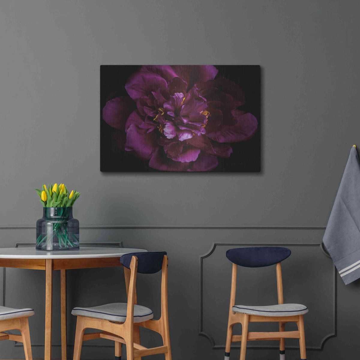 'Vivid Dark Peony' by Elise Catterall – Metal Wall Art, 36x24 room view