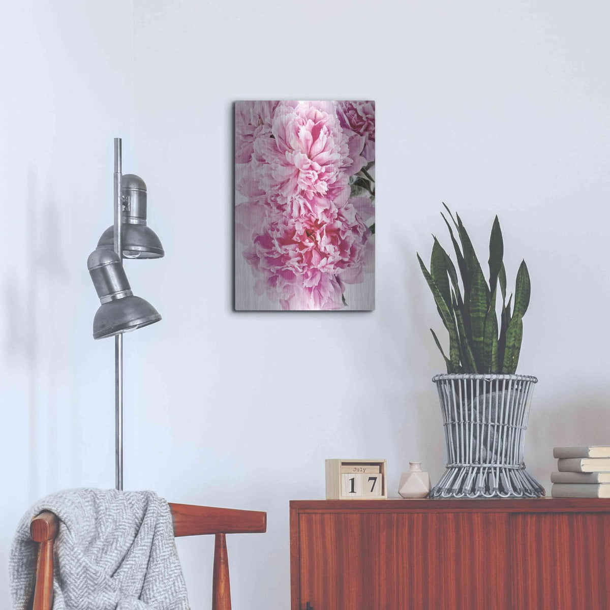 'Pink Peony Cluster' by Elise Catterall – Metal Wall Art, 16x24 room view