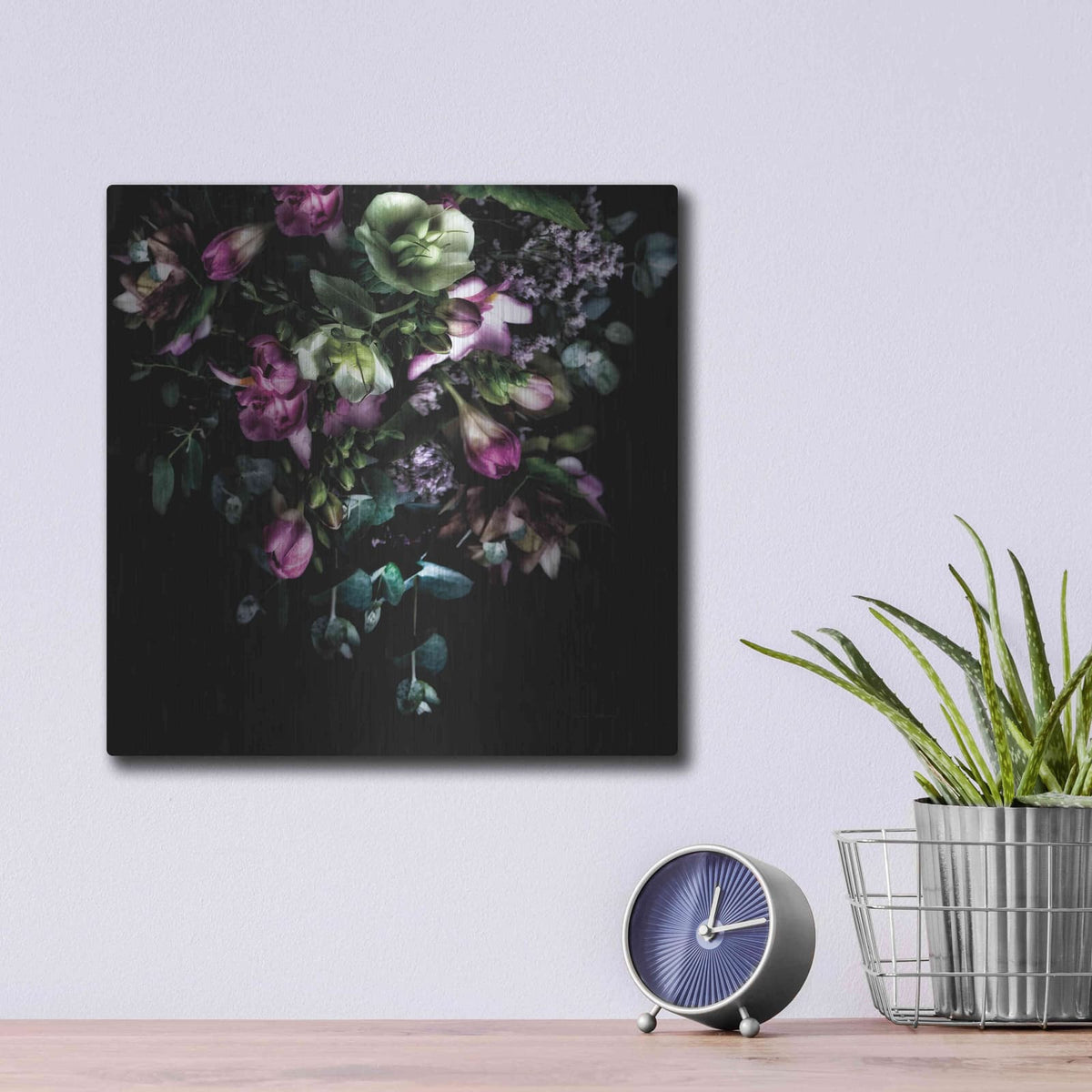 'Hellebores Bouquet' by Elise Catterall – Metal Wall Art, 12x12 room view