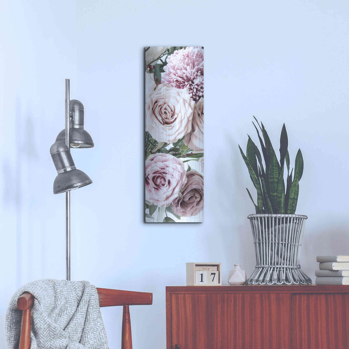 'Pastel Bouquet Crop' by Elise Catterall – Metal Wall Art, 12x36 room view