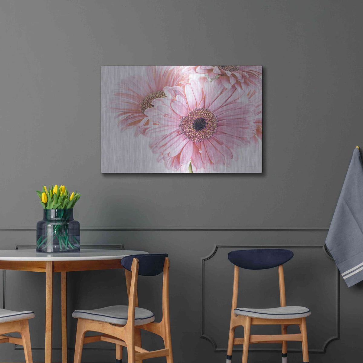 'Pastel Gerbera Daisies' by Elise Catterall – Metal Wall Art, 36x24 room view