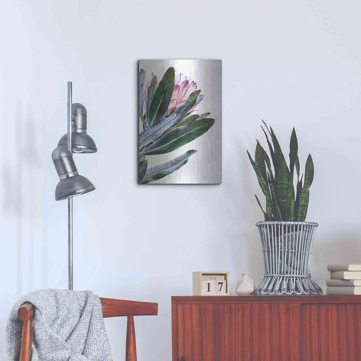 'Protea in Leaf' by Elise Catterall – Metal Wall Art, 16x24 room view