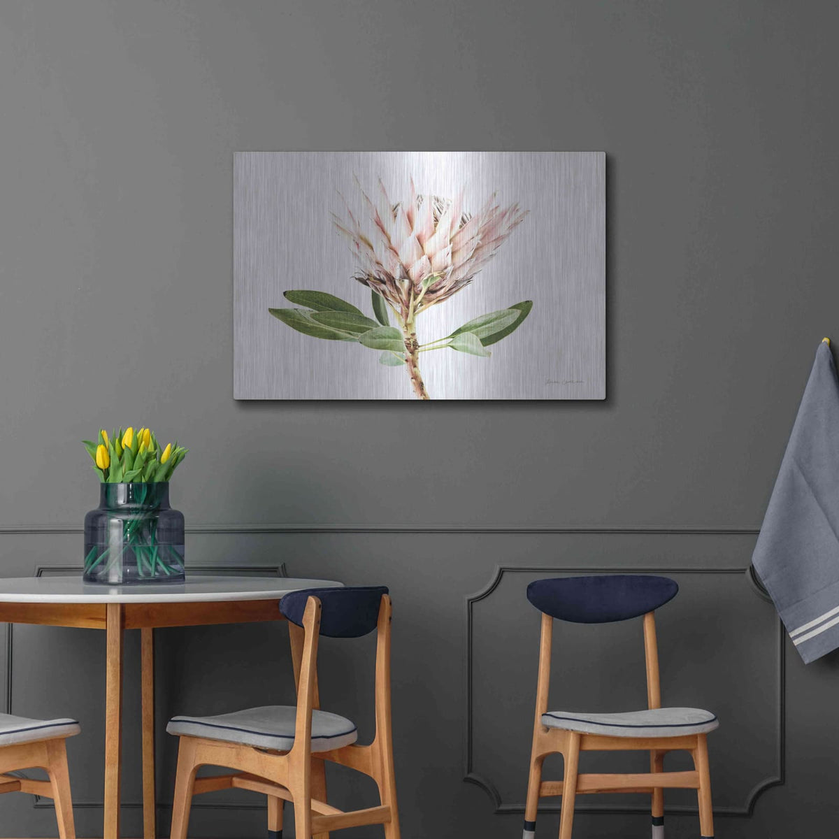 'Pastel Protea II' by Elise Catterall – Metal Wall Art, 36x24 room view
