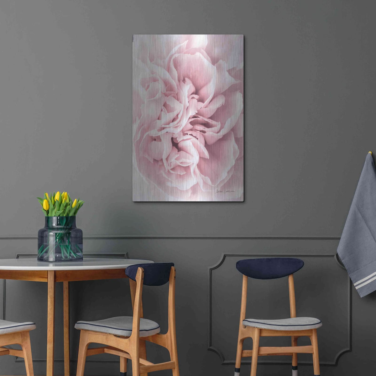 'Pink Carnation Crop' by Elise Catterall – Metal Wall Art, 24x36 room view