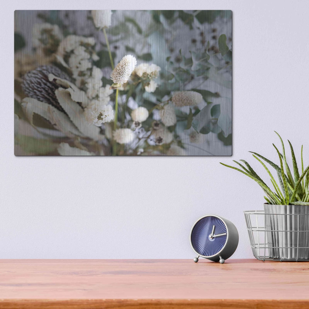 'Eucalyptus Arrangement Detail I' by Elise Catterall – Metal Wall Art, 16x12 room view